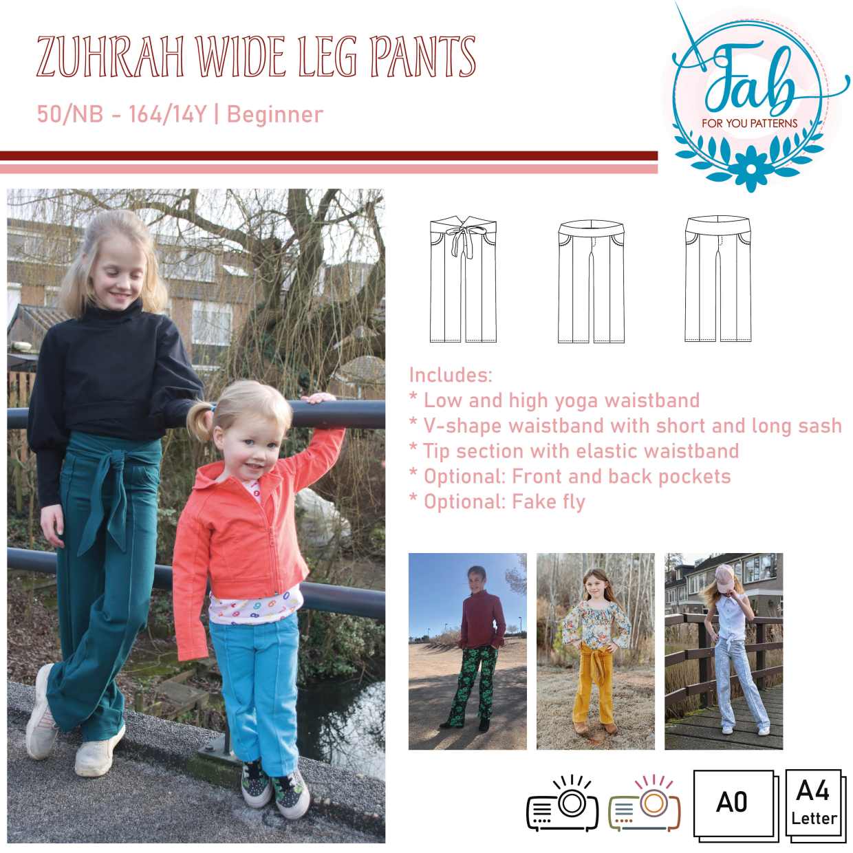 Zuhrah Wide Leg Pants (NB-14Y)